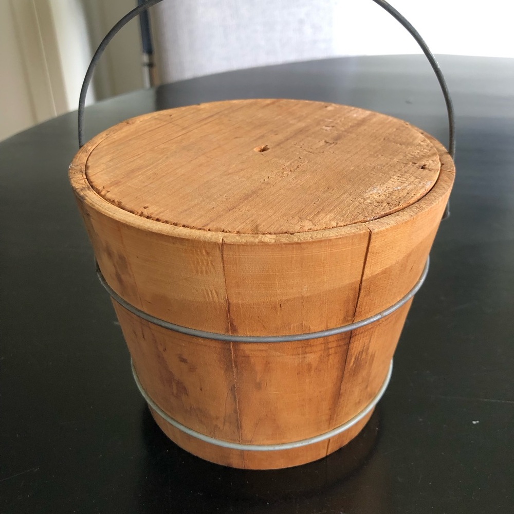 Antique Vintage Firkin Wooden Bucket with Handle - Picture 9 of 9